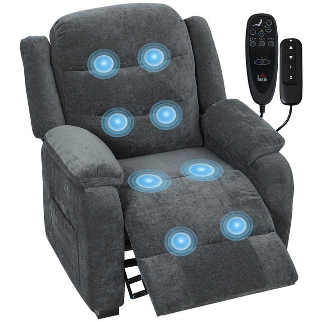 HOMCOM Power Recliner Chair with Massage, Recliner with Quiet Motor, Grey