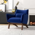 thumbnail image 3 of Fauteuil à Accoudoirs Rembourré en Velours à Dossier Fixe de Style Mi-Siècle Gatsby, Bleu, 3 of 7