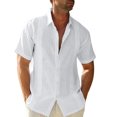 thumbnail image 1 of Wweixi Men's Button Down Shirt Boys Summer Pool Party Beach Walking Solid Color Simple Design Tops Daily Working Clothes White M, 1 of 5