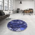 thumbnail image 4 of Ahgly Company Tapis Rond Lavable en Machine Intérieur Transitionnel Bleu Minuit, 6 Pieds Rond, 4 of 7