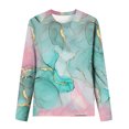 thumbnail image 5 of IROINID en Solde T-Shirt à Manches Longues en Polyester pour Femmes Confortable Dames Col Rond Hauts Amples T-Shirts Imprimés Blouse, Vert, 5 of 5