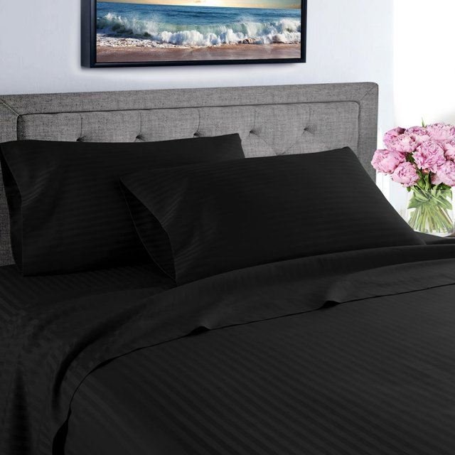 EIGTHTAIL Fresh Linen Collection 600 Thread Count Hotel Striped 100% Egyptian Quality Cotton Deep Pocket Sheet Set (King Gray)