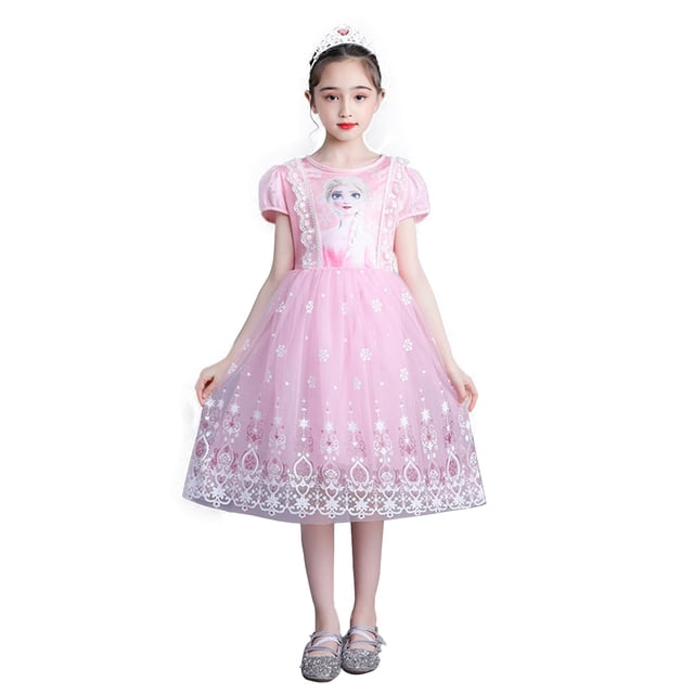 HAWEE Grisl Elsa Princess Dress Queen Costume Cosplay Dress Up with Accessories(Not Include Cape)