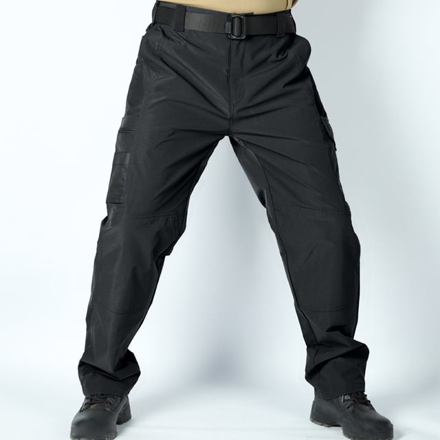 Ceisia Men's Gift Slim Slightly Wide Nylon-Spandex Blend Outdoor Cargo Pants Mid-Rise Belt-adjustable Waist Reinforced Patch work Pants