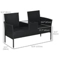 thumbnail image 2 of Outsunny Patio Furniture w/ Mid-Table PE Rattan Loveseat w/ Cushion, Black, 2 of 7