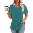 thumbnail image 2 of AherBiu Tuniques pour Femmes Manches Courtes Décontractées Couleur Unie Confortables Été Col Rond Blouse TShirts, 2 of 7