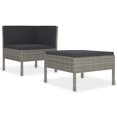thumbnail image 2 of vidaXL Ensemble de Salon de Jardin 2 Pcs avec Coussins en Rotin Gris, 2 of 5