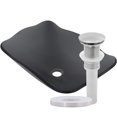 thumbnail image 1 of Novatto TIS-317GBN Rettangolare Clear Slate Grey Glass Scalloped Vessel Sink with Drain, 1 of 9