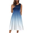 thumbnail image 2 of Ovzne Robes Grande Taille pour Femmes aux Formes Robe Femme Mode Robes pour Femmes Été Décontracté Col Rond Sans Manches Uni Robes de Plage Boho Robe Robe de Printemps Liquidation, 2 of 7