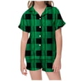 thumbnail image 2 of MIASHUI Pyjama pour Enfants Filles Garçons Doux et Confortable à Carreaux Pyjama Ensemble 2 Pcs, Vert, 8-9 Ans, 2 of 4