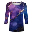 thumbnail image 3 of UPPADA Blouses pour Femmes Grande Taille à Manches 3/4, T-Shirts à Imprimé Floral Teintable, Chemises Décontractées Tendance à Col Rond, Chandails Confortables à Enfiler, Hauts Blouses Mignons d'Été, Hauts pour Femmes à Manches 3/4, Aubaines, 3 of 5