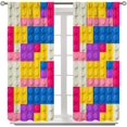thumbnail image 2 of ICMOLYYENLO Rideau pour Garçon, Blocs de Rideaux, Jouet, Contour Abstrait, Imprimé Géométrique Coloré en Briques, Rideau pour Garçons et Filles, Chambre de Bébé, Rideaux 42x45 Pouces, 2 Panneaux, 2 of 7