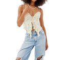 thumbnail image 2 of Gupgi Women's Camisole Tops Sleeveless V Neck Irregular Ruffle Tops Tie Up Crop Tops, 2 of 7