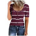 thumbnail image 3 of Birdeem Womens Round Neck Button Up T-Shirt Loose Short Sleeved Top, 3 of 8