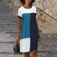 thumbnail image 2 of Robes à Manches Courtes pour Femmes, Teinture sur Nœuds Floral, Col en V, Robe Midi Évasée, Été, Décontractée, Coupe Ample, Robe à Enfiler Longueur Genou, 2 of 6