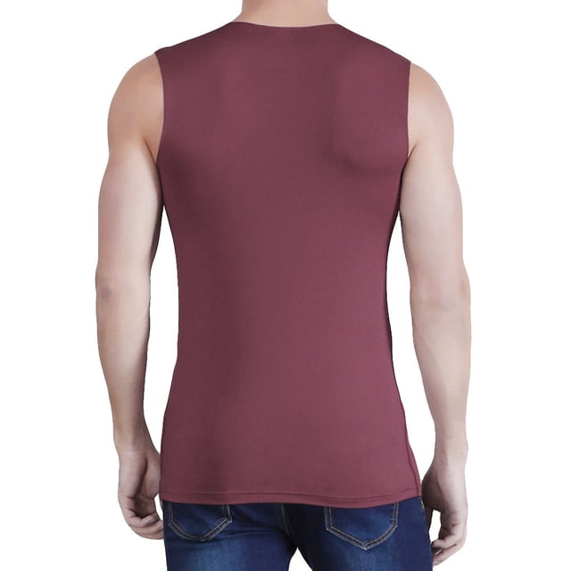 Mens Summer Ice Silk Traceless Thin Breathable Pure Color V-neck Sleeveless Top