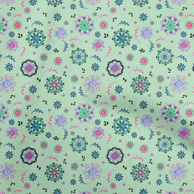 oneOone Velvet Light Mint Green Fabric Asian Suzani Craft Projects Decor Fabric Printed By The Yard 58 Inch Wide