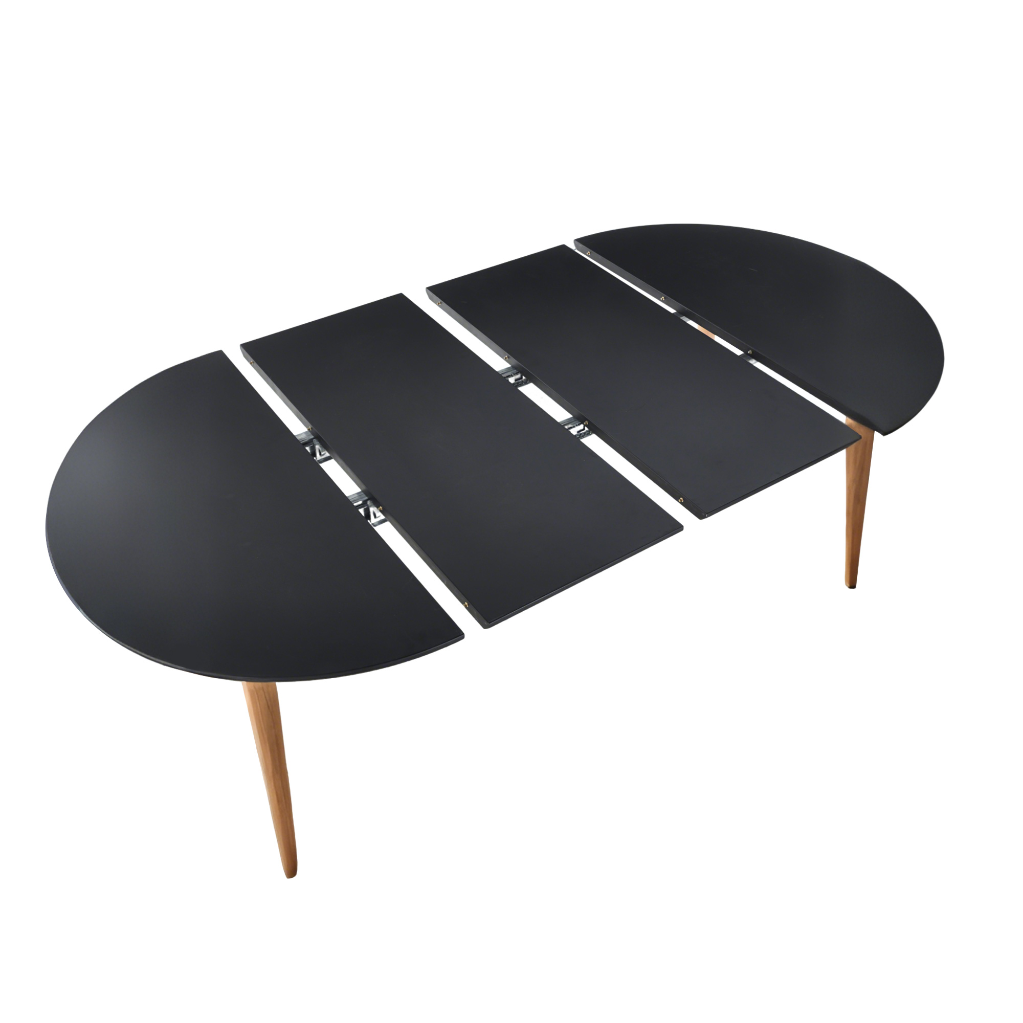 Noble House Table à Manger Ronde Extensible, Pied en Bois, Dessus de Table en MDF Noir, Utilitaire Polyvalent, Noir