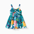 thumbnail image 4 of Disney Stitch Robe Dos Nu Sans Manches Style Hawaïen Assortie pour la Famille à Fleurs et Plantes Tropicales/t-Shirt en Coton, 4 of 9
