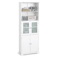 thumbnail image 1 of Gymax Armoire de Rangement Haute pour Salle de Bain, Colonne à Linge avec Porte en Verre et Tablette Ajustable, Blanc, 1 of 10