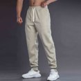 thumbnail image 4 of Ceisia Men Solid Color Loose Casual Pants Elastic Waist Drawstring Sports Gift Work Trousers, 4 of 9