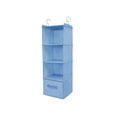 thumbnail image 1 of fastboy Cotton Linen Hanging Closet Multi Layers Pockets Clothes Organizer Bag Folding Shelves Dual Hooks Wardrobe Sorting Rack Blue 4 Layers, 1 of 1