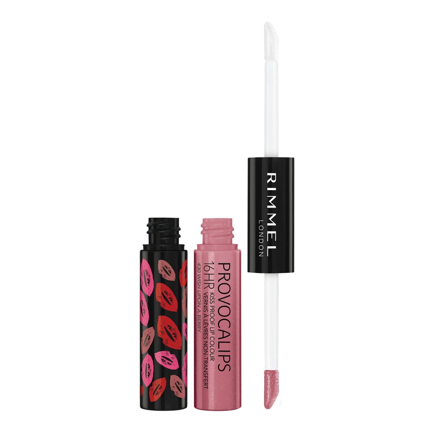 Rimmel Vernis à lèvres non-transfert 16H Provocalips, deux étapes, finition brillante et 16H de couleur, formule légère, 100% Sans Cruauté