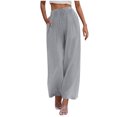 thumbnail image 1 of Summer Clearance 2025! Womens Plus Size Pants,Woman Fashion Solid Color Elastic Waist Drawstring Pocket Long Pants, 1 of 5