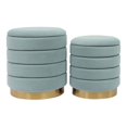 thumbnail image 1 of TOV Furniture Saturn Ottomans de Rangement en Velours 17.3"H Bleu Mer (Ensemble de 2), 1 of 6