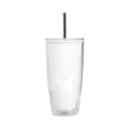 thumbnail image 1 of Straw Cups For Adults Large Capacity 20 cm Tall Double Layer Plastic Water Cup With Built In Straw White 7.87 in Height, 1 of 6