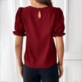 thumbnail image 4 of Besolor Tuniques d'Été pour Femmes à Col Rond, Volants, Manches Courtes, Chemises Décontractées Unies, T-Shirts pour Sorties, 4 of 4