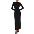 thumbnail image 1 of RXMEKW Asymmetrical Neck Maxi Dress for Women Long Sleeve Ruched-Waist Slim Fit Solid Color, 1 of 5
