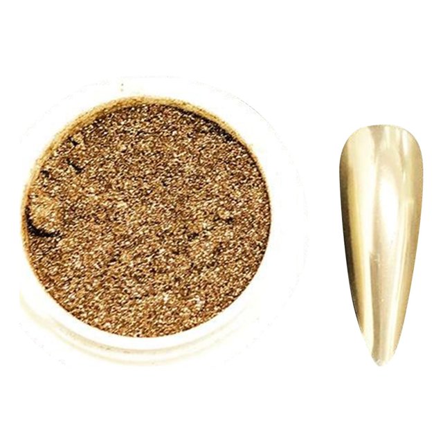 Graflsoa Champagne Silver Mirror Powder for Nails - Metallic Titanium Finish, Reflective Nail Art Powder, LMJ01-MJ13 Color Options, 0.2g Net Weight, Includes Sponge Applicator