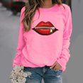 thumbnail image 1 of 2023 Chandail de Mode pour Femmes Rabais de 50 % Liquidation Mode pour Dames Fermeture Éclair Lèvres Imprimé Graphique Manche Col Rond Chandail, 1 of 8