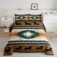 thumbnail image 2 of Erosebridal Ensemble de Literie Animal Cheval Simple pour Adolescent, Couette Bohème Hippie Aztèque, Marron Noir, Réversible, Léger, 2 Pcs, 2 of 7