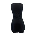 thumbnail image 4 of biudgviw Women's Halter Mini Sundress Square Neck Sleeveless Ruched Waist Ruffle Layered Hem A-Line Dress Club Party Dresses, 4 of 4