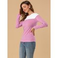 thumbnail image 4 of INSPIRE CHIC Women's Halloween Color Block Long Sleeve Striped T-Shirt Small Fuchsia, 4 of 6