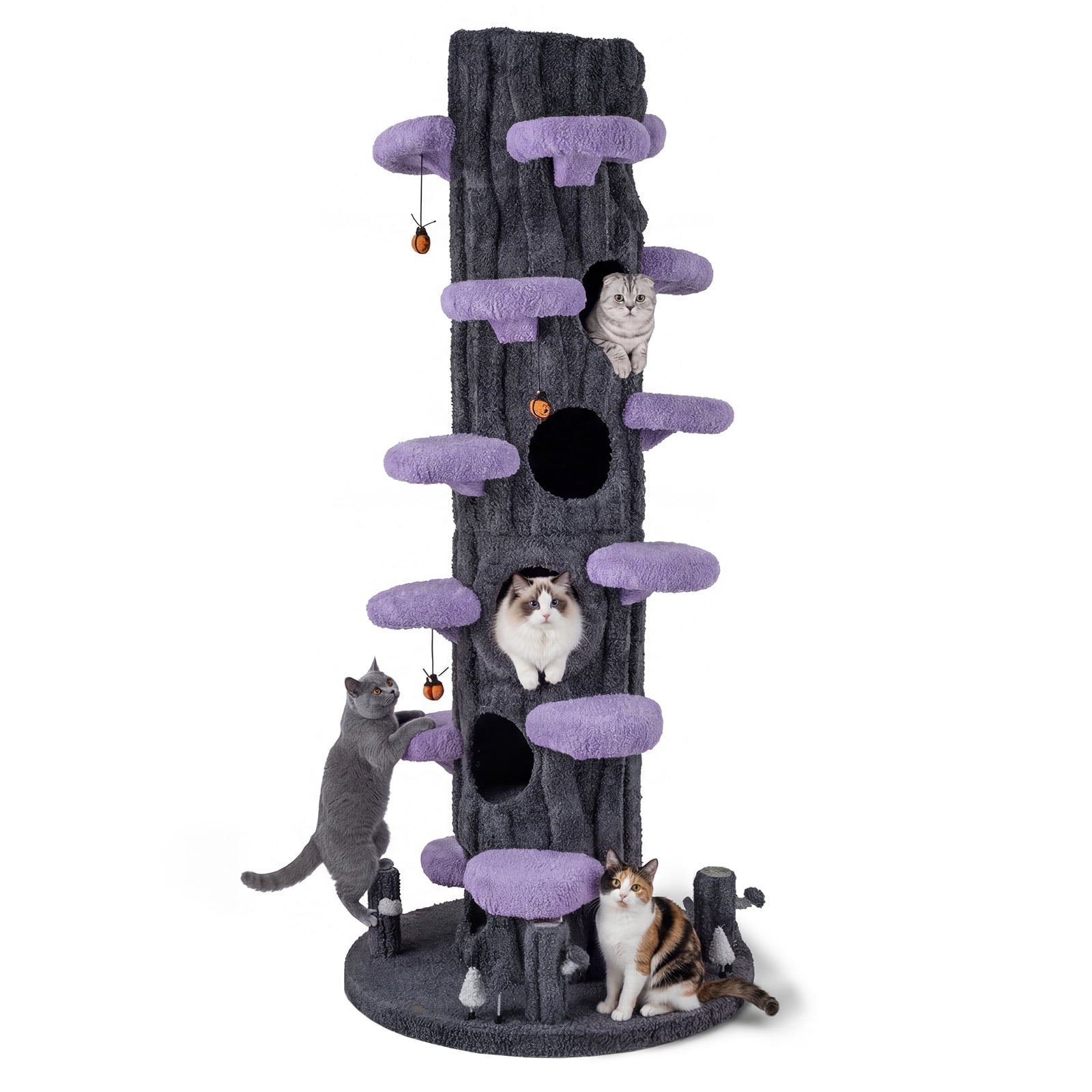 Gymax 90.5'' Multifunctional Cat Tree w/Private Condos Sisal Covered Scratching Panel