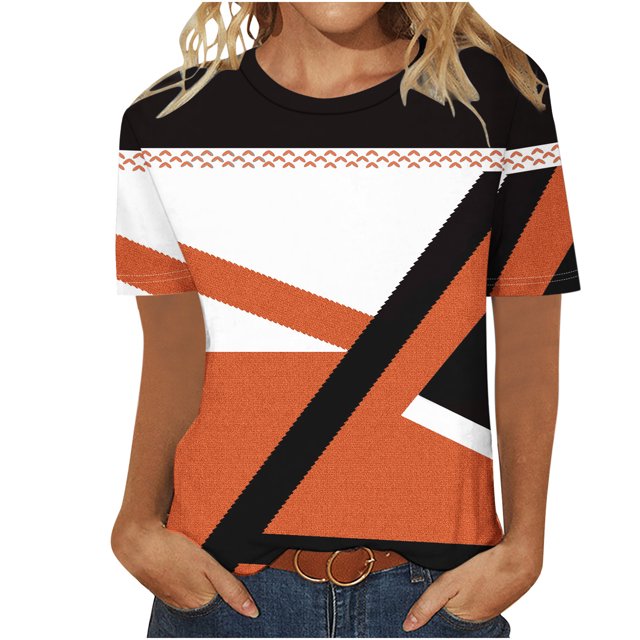 Birdeem T-Shirts à Imprimé Mode pour Femmes Manches Courtes Blouse Ample Col Rond T-Shirt Hauts