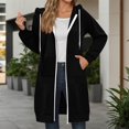 thumbnail image 3 of Chandail à Capuchon & Chandails en Molleton pour Femmes Long Sweat à Capuche à Fermeture Éclair Automne Hiver Veste de Sport Extra Grand Design Uni, 3 of 5