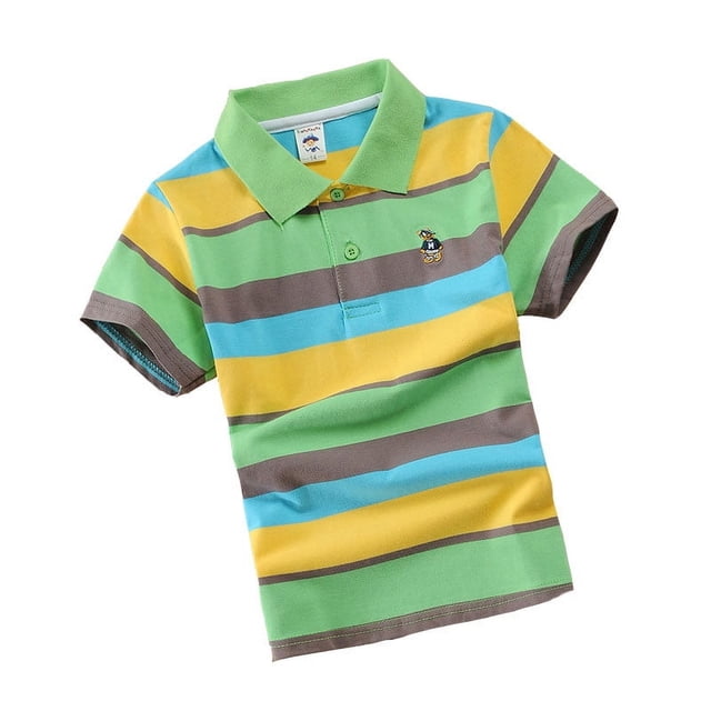 Polo pour Garçons à Rayures Col Chemise Polo d'Été à Manches Courtes 4-5 Ans Mode Garçons