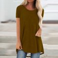 thumbnail image 2 of Pisexur Womens Summer Plus Size Tops Casual Solid Color Blouses Short Sleeve Shirts Flowy Pleated Tunic Tops, 2 of 5