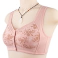 thumbnail image 2 of Bras Women New Front Closure Printed Wireless Bra With Wide Strap Middle Age Plus Size Bra Pink 38, 2 of 6