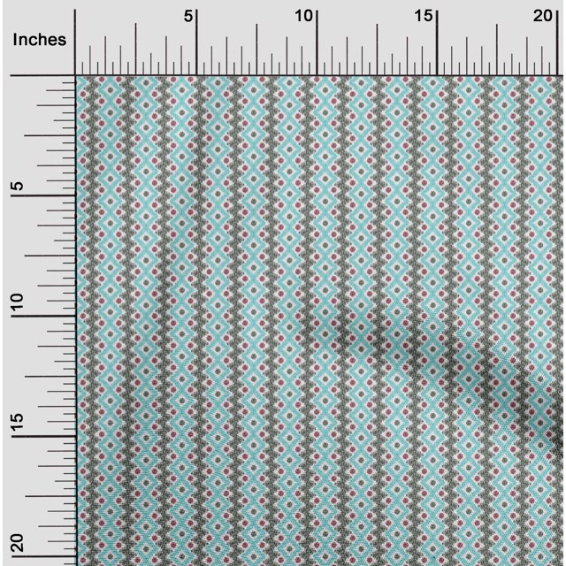 oneOone Georgette Viscose Fabric Diamond & Chevron Ikat Printed Fabric 1 Yard 42 Inch Wide
