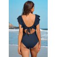 thumbnail image 3 of Charmo Ruffle Ribbed Maternity Swimsuit One Piece High Waisted Pregnancy Bathing Suits Push Up Swimwear, 3 of 4