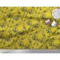 thumbnail image 2 of Soimoi Yellow Crepe Silk Fabric Filigree Damask Print Sewing Fabric Yard 42 Inch Wide, 2 of 3