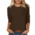 thumbnail image 1 of HKEJIAOI Blouse pour Femmes 3/4 Manches Imprimé Floral Col Rond 4XL Manches Trois-Quarts Femme Top, 1 of 5
