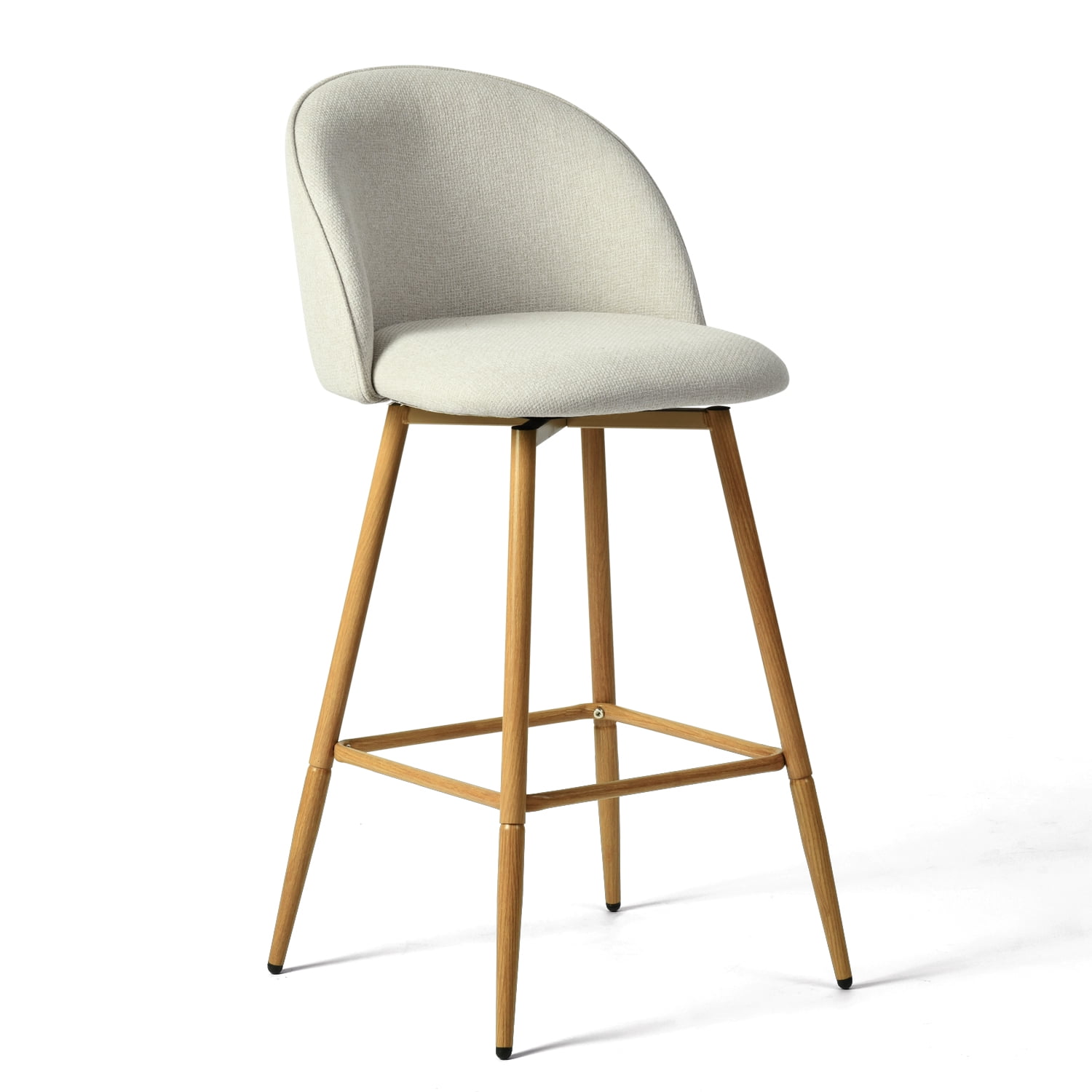 Homy Casa Ensemble de 2 Tabourets de Comptoir Pivotants, Chaises Baril Rembourrées avec Tissu Imperméable, Pieds Métal Aspect Bois