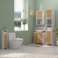 thumbnail image 2 of HOMCOM Bathroom Cabinet with Adjustable Shelves, Open Compartments, White, 2 of 10