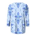 thumbnail image 5 of Pompotops T-shirt Ample Imprimé pour Femme Blouse à Manches 3/4 Col Rond Hauts Décontractés Liquidation, 5 of 5